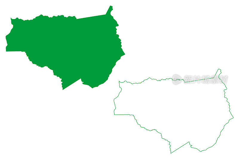 阿伦达市(Ceará state, municipality of Brazil, federal Republic of Brazil)地图矢量插图，涂鸦草图Ararendá地图